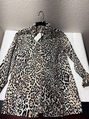 Chico's Leopard Print Button-Up Shirt - Black & Tan